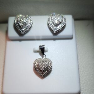 Elegant 925 Silver Moissanite Heart Jewelry Set